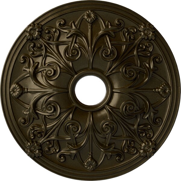 Ekena Millwork Jamie Ceiling Medallion (Fits Canopies up to 3 7/8"), 23 5/8"OD x 3 7/8"ID x 2 1/8"P, Green Gold CM23JAGGS - main